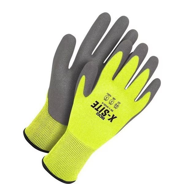 21 Gauge Hi-Viz Yellow Seamless Knit With Grey PU Coating, Shrink Wrapped, Size X2S (5), BDG, Mfr# 99-1-9430-5-K